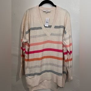 LOFT Striped V-neck Sweater | NWT